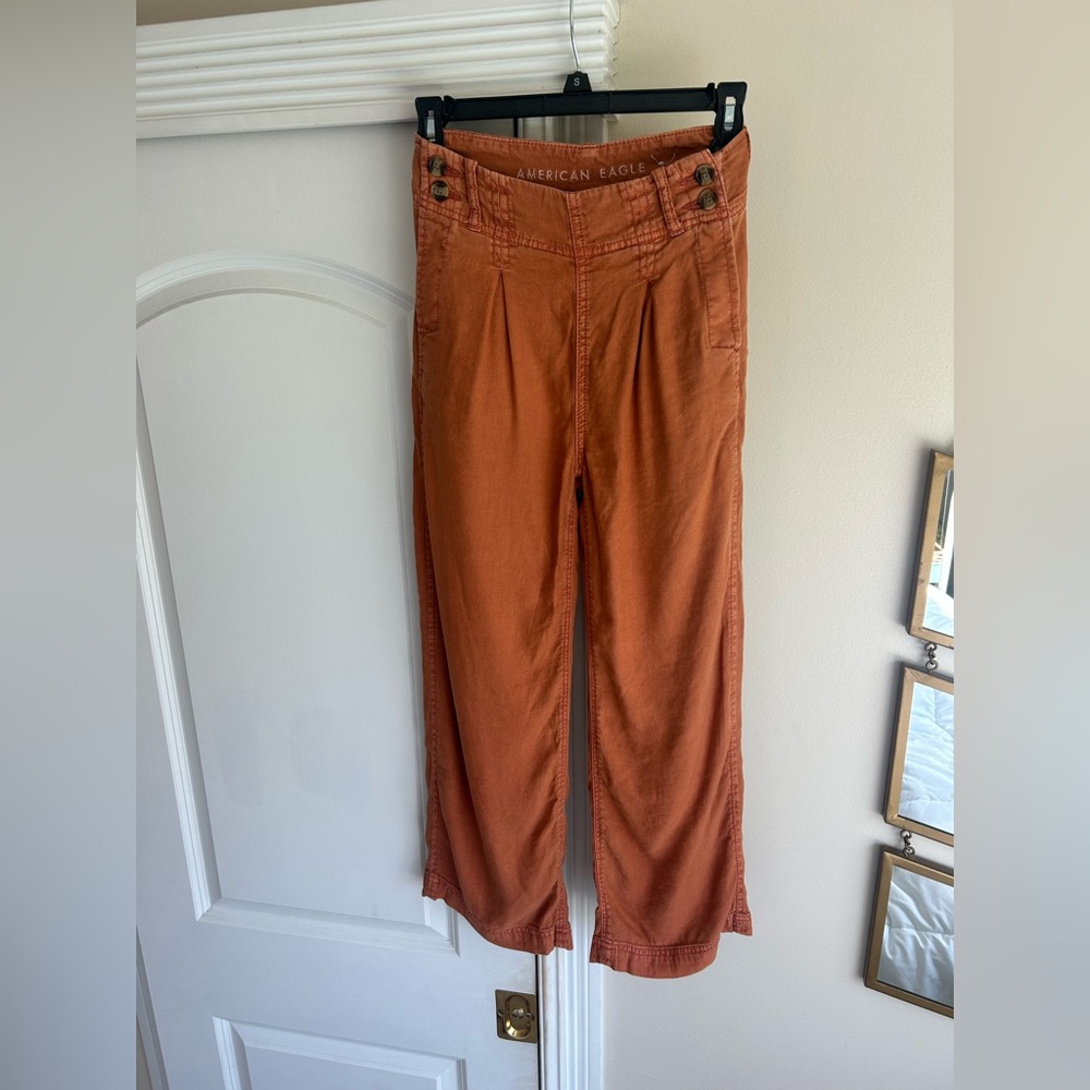 American Eagle Rust linen boho pants
